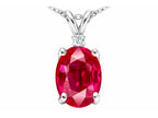 Star K Oval 9x7mm Created Ruby Pendant Necklace