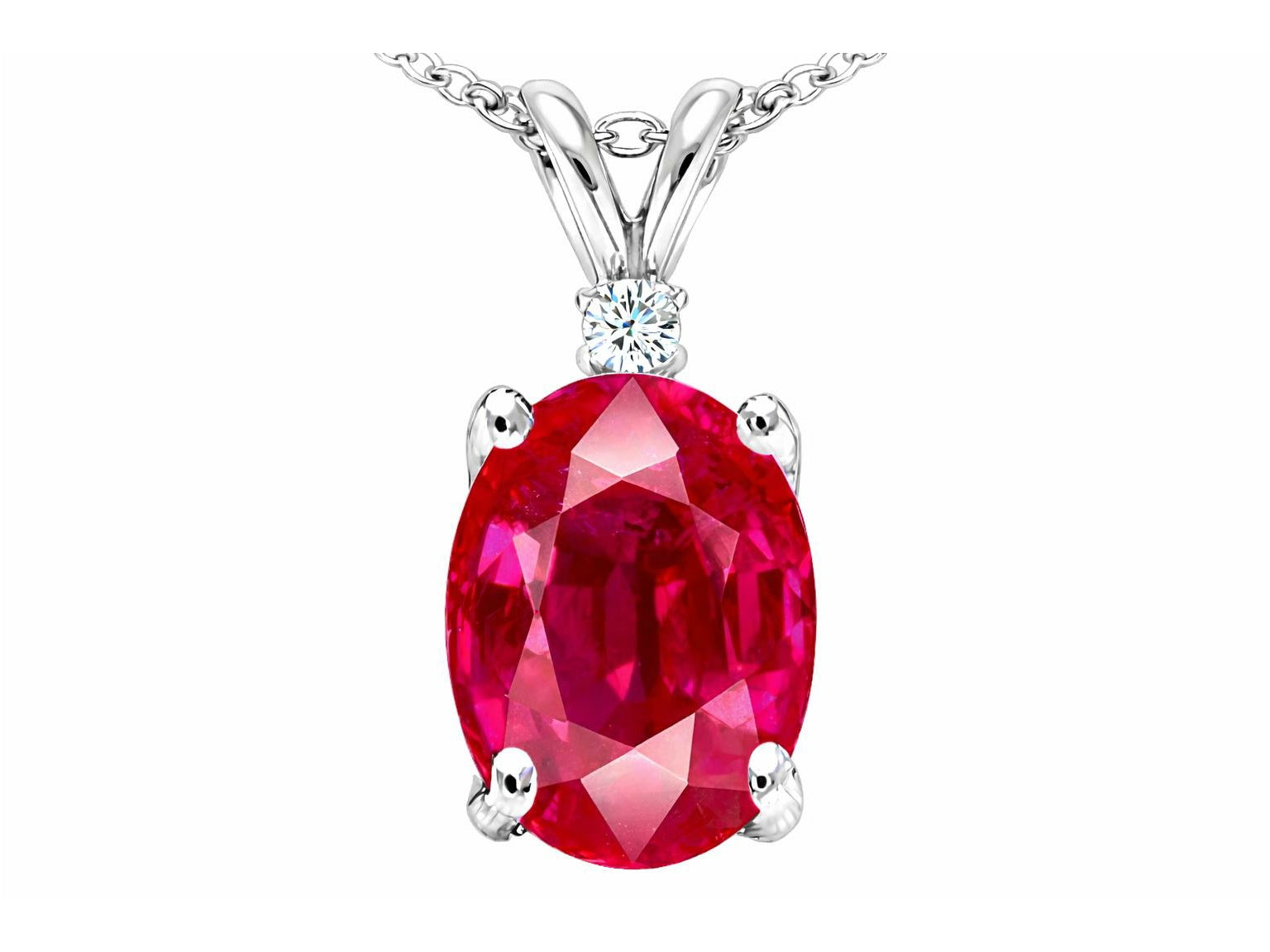 Star K Oval 9x7mm Created Ruby Pendant Necklace