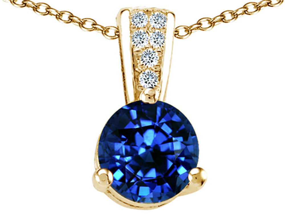 Tommaso Design™ Round 7 mm Created Blue Sapphire Pendant Necklace