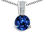 Tommaso Design™ Round 7 mm Created Blue Sapphire Pendant Necklace