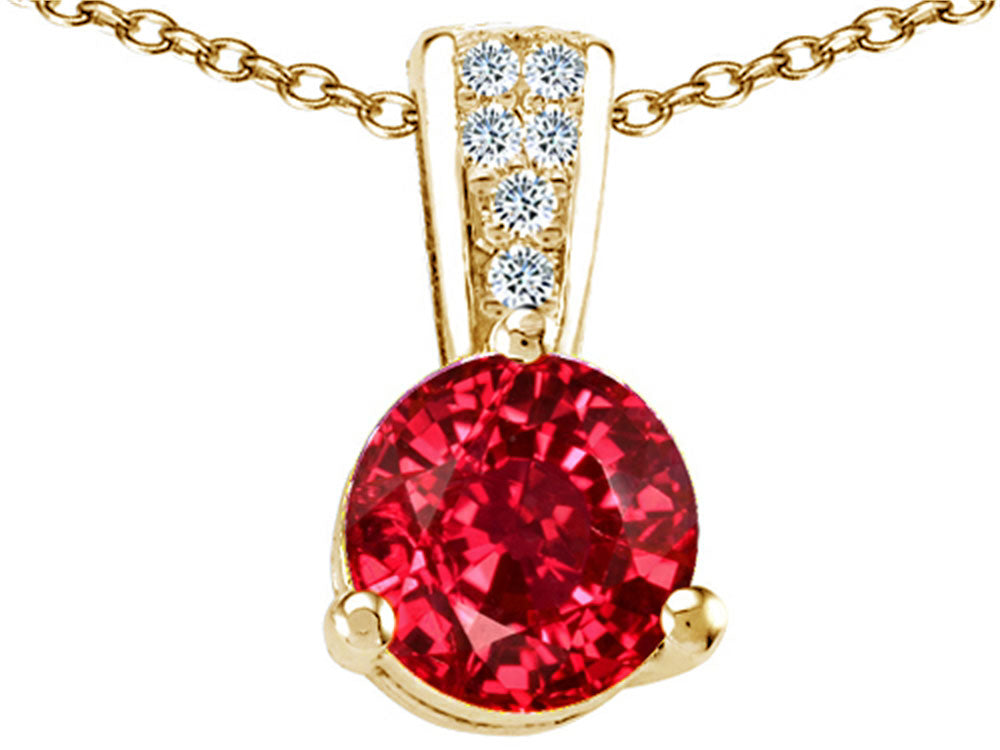 Tommaso Design™ Round 7mm Created Ruby Pendant Necklace