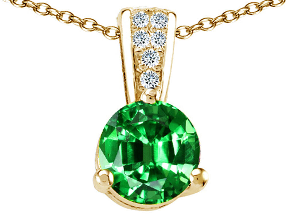 Tommaso Design™ Round 7 mm Simulated Emerald And Pendant Necklace