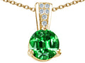 Tommaso Design™ Round 7 mm Simulated Emerald And Pendant Necklace