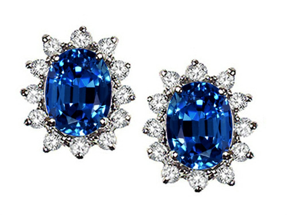 Tommaso Design™ Oval 8x6mm Created Blue Sapphire Earrings