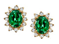 Tommaso Design™ Oval 8x6mm Simulated Emerald Earrings