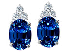Tommaso Design™ Oval 8x6mm Created Blue Sapphire Earrings Studs