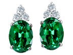 Tommaso Design™ Oval 8x6mm Simulated Emerald Earrings Studs