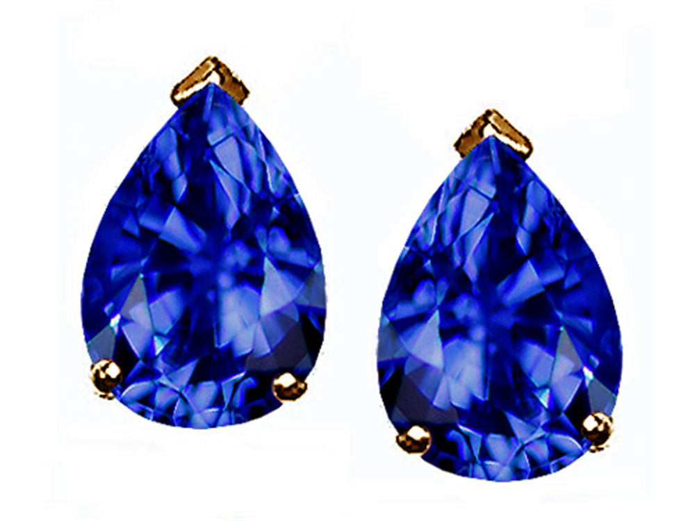 Tommaso design Studio  Pear Shape 8x6mm Created Blue Sapphire Earrings Studs