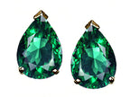 Tommaso design Studio  Pear Shape 8x6mm Simulated Emerald Earrings Studs