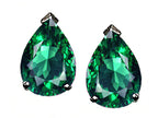 Tommaso design Studio  Pear Shape 8x6mm Simulated Emerald Earrings Studs