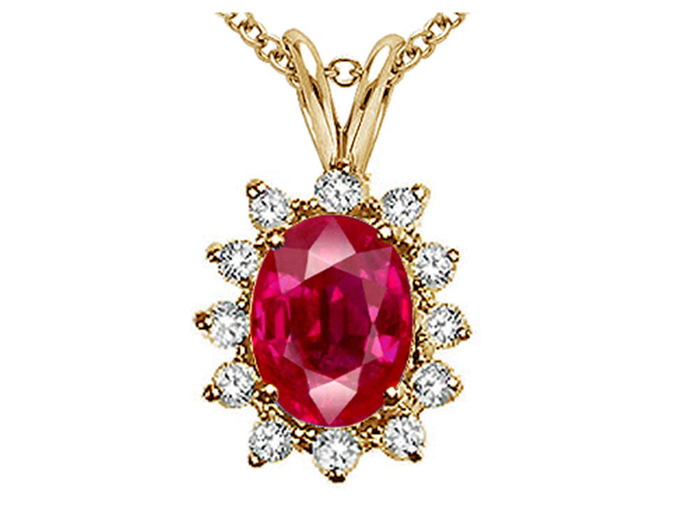 Tommaso Design™ Oval 8x6mm Created Ruby Pendant Necklace