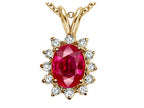 Tommaso Design™ Oval 8x6mm Created Ruby Pendant Necklace