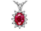 Tommaso Design™ Oval 8x6mm Created Ruby Pendant Necklace