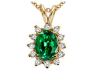 Tommaso Design™ Oval 8x6 mm Simulated Emerald And Pendant Necklace