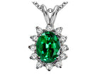 Tommaso Design™ Oval 8x6 mm Simulated Emerald And Pendant Necklace