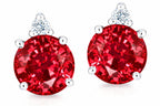 Tommaso Design™ Round 7mm Created Ruby Earrings Studs