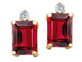 Tommaso Design™ Emerald Cut 8x6mm Created Ruby Earrings Studs
