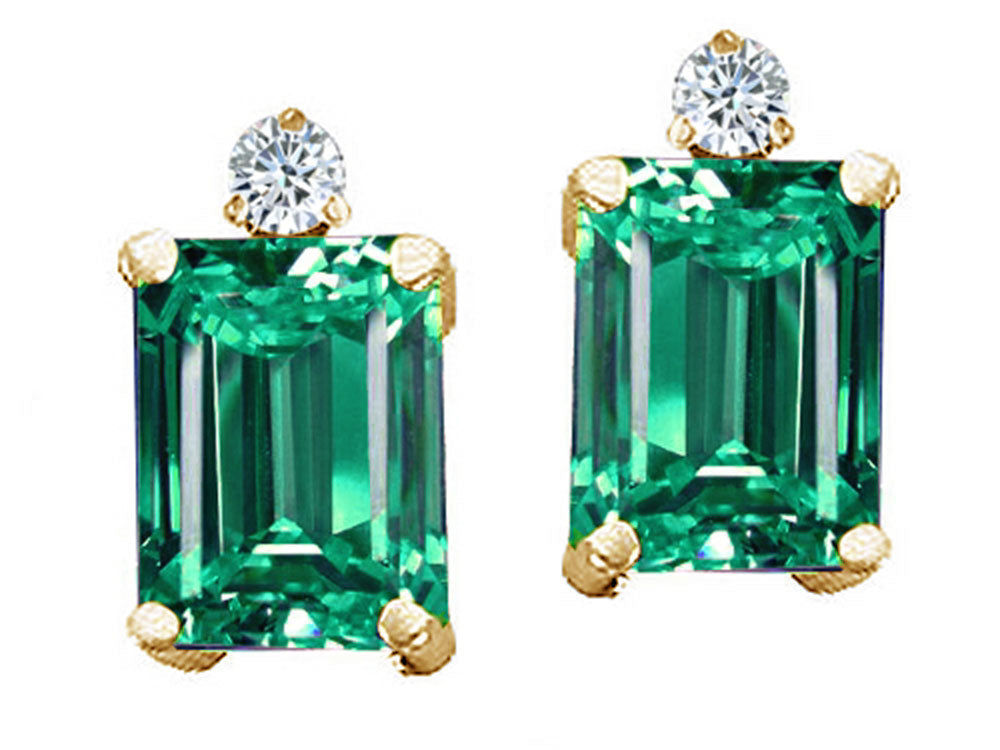 Tommaso Design™ Emerald Cut 8x6mm Simulated Emerald And Earrings Studs