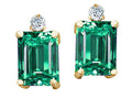 Tommaso Design™ Emerald Cut 8x6mm Simulated Emerald And Earrings Studs
