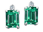 Tommaso Design™ Emerald Cut 8x6mm Simulated Emerald And Earrings Studs