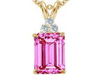 Tommaso Design™ Emerald Cut 8x6mm Created Pink Sapphire Pendant Necklace