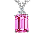 Tommaso Design™ Emerald Cut 8x6mm Created Pink Sapphire Pendant Necklace