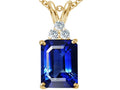 Tommaso Design™ Emerald Cut 8x6mm Created Blue Sapphire Pendant Necklace