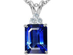 Tommaso Design™ Emerald Cut 8x6mm Created Blue Sapphire Pendant Necklace