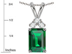 Star K™ Classic Emerald Octagon Cut 8x6mm Simulated Emerald Rabbit Ear Pendant Necklace
