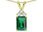 Star K™ Classic Emerald Octagon Cut 8x6mm Simulated Emerald Rabbit Ear Pendant Necklace