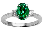 Tommaso Design Oval 9x7mm Simulated Emerald And Engagement Ring