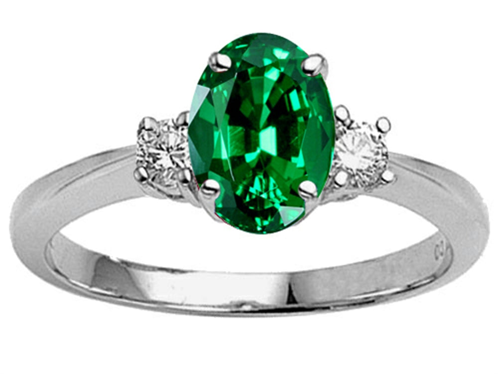 Tommaso Design Oval 9x7mm Simulated Emerald And Engagement Ring