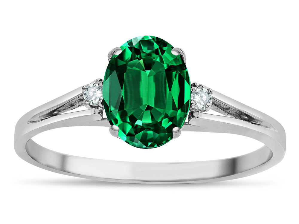 Tommaso Design Oval 8x6mm Simulated Emerald And Ring