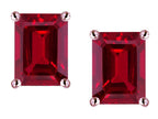 Star K™ Emerald Cut 8x6mm Created Ruby Earrings Studs