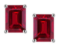 Star K™ Emerald Cut 8x6mm Created Ruby Earrings Studs