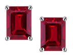 Star K™ Emerald Cut 8x6mm Created Ruby Earrings Studs