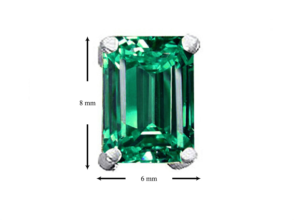 Tommaso Design™ Emerald Cut 8x6mm Simulated Emerald Earrings Studs