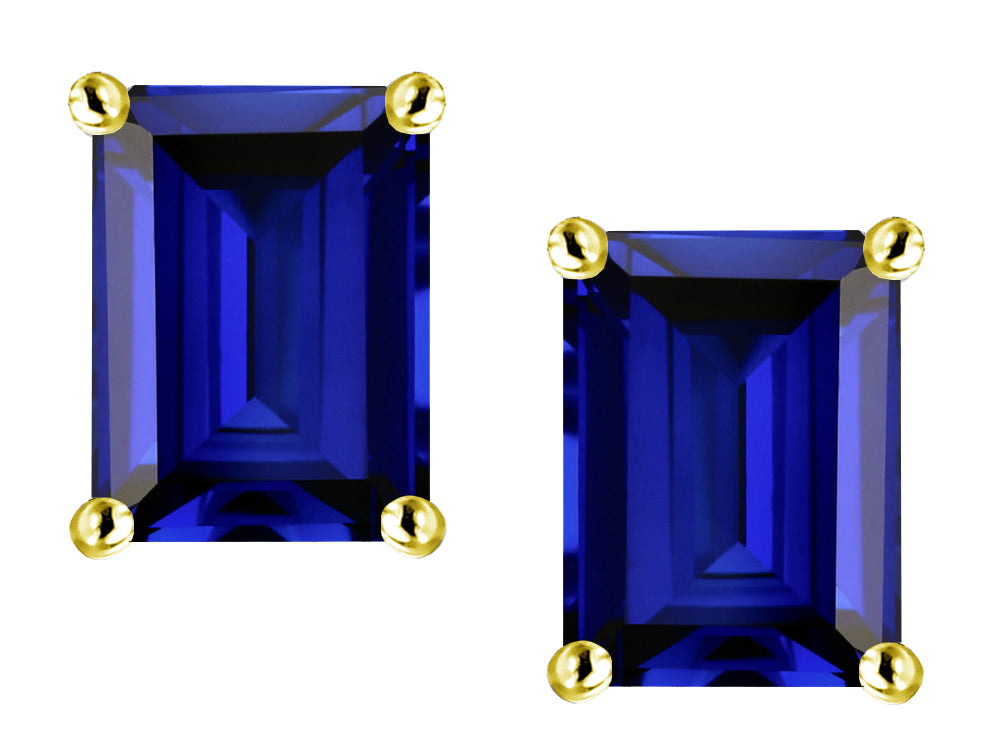 Star K™ Emerald Cut 8x6mm Created Sapphire Earrings Studs
