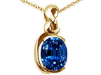 Tommaso Design™ Oval 9x7mm Created Blue Sapphire Pendant Necklace