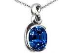 Tommaso Design™ Oval 9x7mm Created Blue Sapphire Pendant Necklace