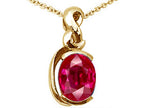 Tommaso Design™ Oval 9x7mm Created Ruby Pendant Necklace