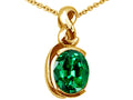 Tommaso Design™ Oval 9x7mm Simulated Emerald Pendant Necklace