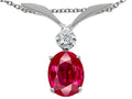 Tommaso Design™ Created Ruby Oval 8x6mm Pendant Necklace