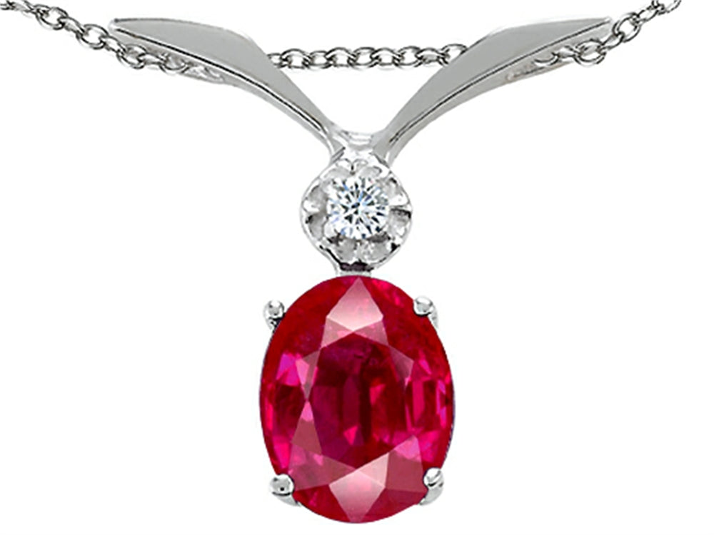 Tommaso Design™ Created Ruby Oval 8x6mm Pendant Necklace