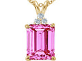 Tommaso Design™ Emerald Cut 10x8mm Created Pink Sapphire Pendant Necklace
