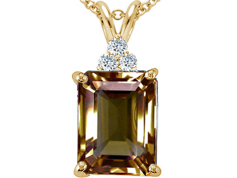 Tommaso Design™ Emerald Cut 10x8 mm Genuine Smoky Quartz Pendant Necklace