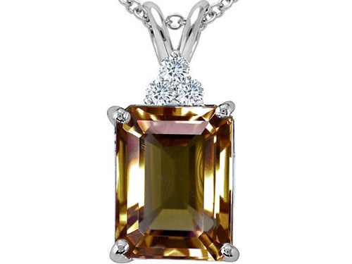 Tommaso Design™ Emerald Cut 10x8 mm Genuine Smoky Quartz Pendant Necklace