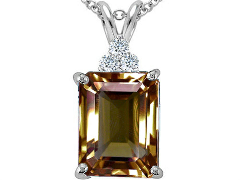 Tommaso Design™ Emerald Cut 10x8 mm Genuine Smoky Quartz Pendant Necklace