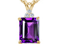Tommaso Design™ Emerald Cut 10x8 mm Genuine Amethyst Pendant Necklace