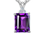Tommaso Design™ Emerald Cut 10x8 mm Genuine Amethyst Pendant Necklace
